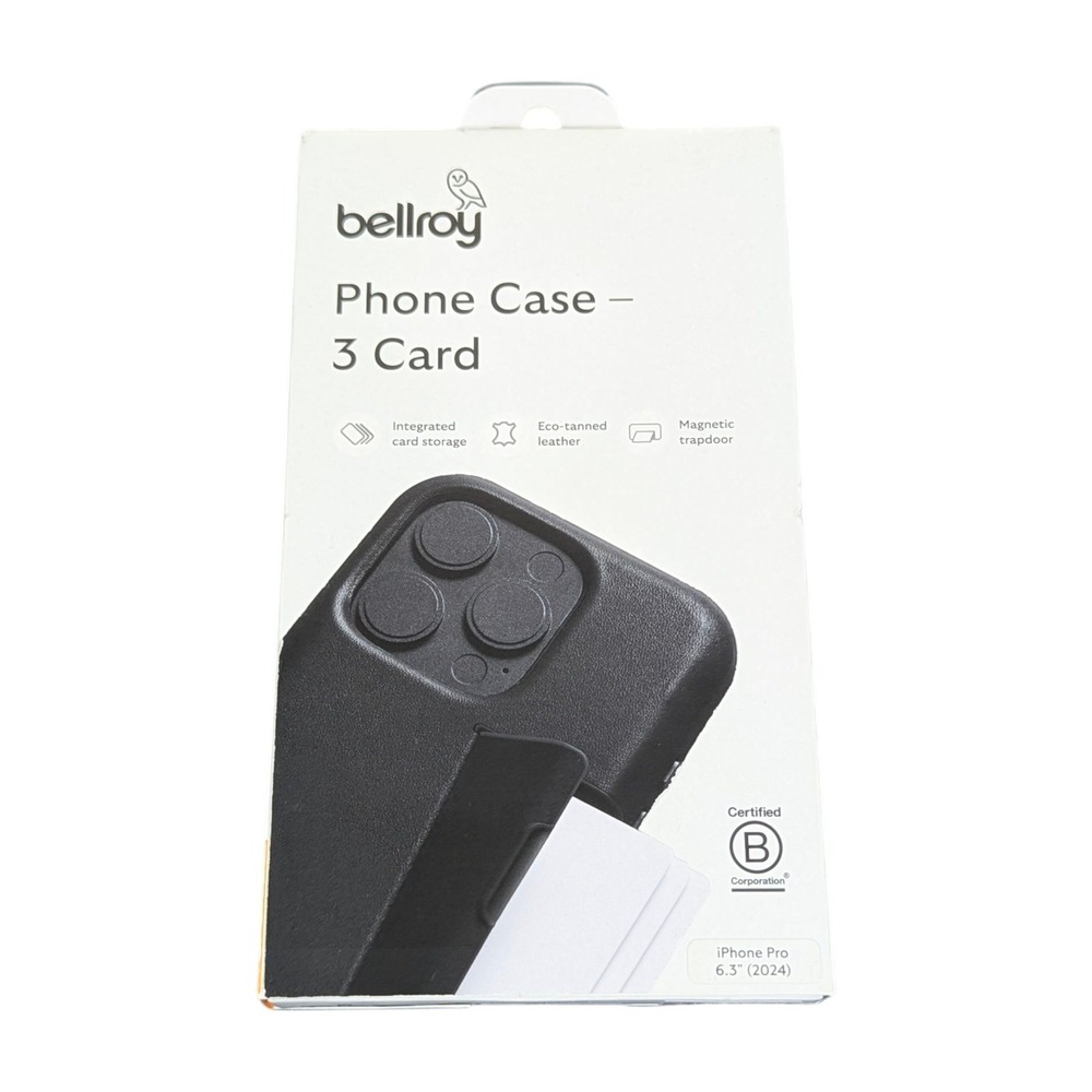 Aa2O Bellroy - iPhone 16‎ Pro Leather Phone Case - 3 Card - Black